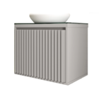 Gabinete Ripado para Banheiro 47x60x40cm com Tampo de Vidro Cinza Matt Astral Design