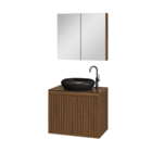 Gabinete Ripado para Banheiro 47x60x40cm com Tampo de Vidro Freijó Astral Design