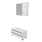 Gabinete Rodizio Para Banheiro Com Espelheira 80cm Branco/mar