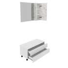 Gabinete Rodizio Para Banheiro Com Espelheira 80cm Branco/mar