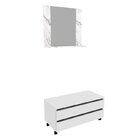 Gabinete Rodizio Para Banheiro Com Espelheira 80cm Branco/mar