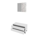 Gabinete Rodizio Para Banheiro Com Espelheira 80cm Branco/mar