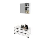 Gabinete Rodizio Para Banheiro Com Espelheira 80cm Marmorizad