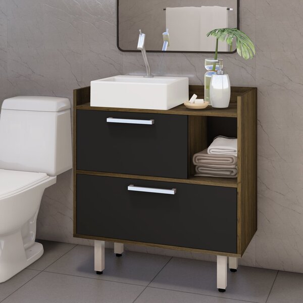 Gabinete Sem Cuba 2 Portas 1 Nicho Gab1012  Preto