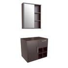 Gabinete Suspenso 68cm Eduarda Grafite Espelheira Com Balcão