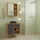 Gabinete Suspenso 68cm Eduarda Mel Grafite Cuba Preta Balcão