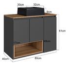 Gabinete Suspenso 80 Cm Com Cuba Preta Bl9220 Faem