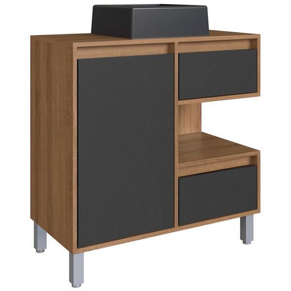 Gabinete Suspenso 80 Cm Cuba Preta Bl2001 Faem