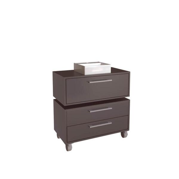 Gabinete Suspenso 80cm Alice Grafite Com Balcão Cuba Branca 2