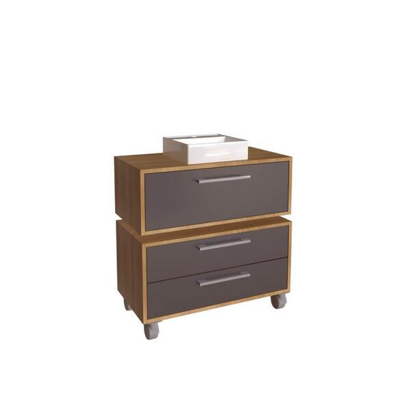 Gabinete Suspenso 80cm Alice Mel Grafite Balcão Cuba Branca 2