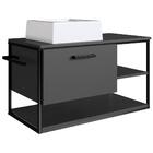 Gabinete Suspenso Banheiro 80 cm Com Cuba Preto Grafite P1007