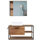 Gabinete Suspenso Banheiro Com Cuba E Espelheira Preto Mell P