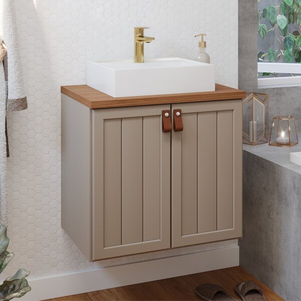 Gabinete Suspenso Com Cuba 60cm Brisa Espresso Móveis Cappucc