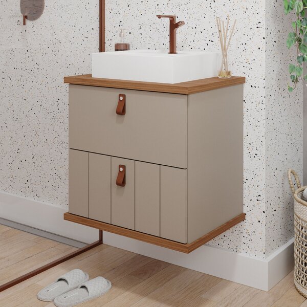 Gabinete Suspenso Com Cuba 60cm Poli Espresso Móveis Cappucci