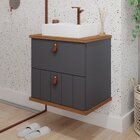 Gabinete Suspenso Com Cuba 60cm Poli Espresso Móveis Titanium