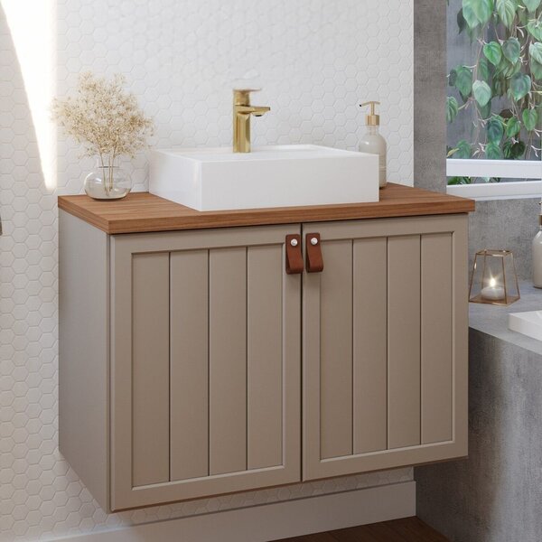 Gabinete Suspenso Com Cuba 80cm Brisa Espresso Móveis Cappucc