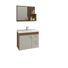 Gabinete Suspenso Com Cuba E Espelheira Isa  Amêndoa/off White