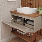 Gabinete Suspenso Com Cuba, Painel Ripado E Espelheira 60cm M