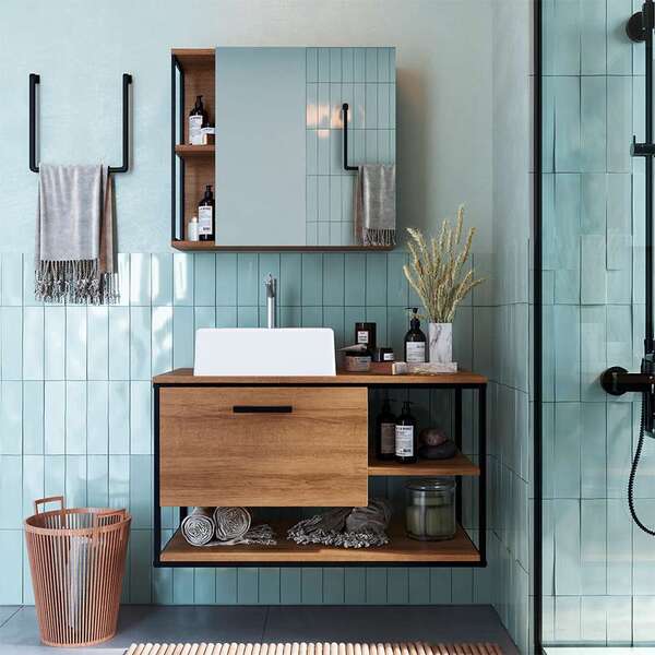 Gabinete Suspenso Com Espelheira E Cuba Angel 2 Pt Preto E Mel