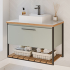 Gabinete Suspenso P/ Banheiro Completo C/ Cuba Espelheira 1 P