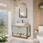 Gabinete Suspenso P/ Banheiro Completo C/ Cuba Espelheira 1 P