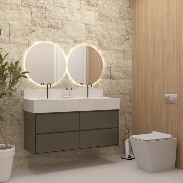 Gabinete Suspenso Para Banheiro 120cm 4 Gavetas Marselha Inox