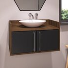 Gabinete Suspenso Para Banheiro 2 Portas Benito  Preto/madeir