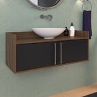 Gabinete Suspenso Para Banheiro 2 Portas Boaz  Preto/madeirado