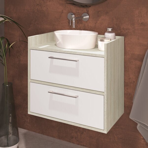 Gabinete Suspenso Para Banheiro 2 Portas Bob  Branco/bege