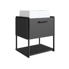 Gabinete Suspenso Para Banheiro 50cm Com Cuba  Preto/grafite