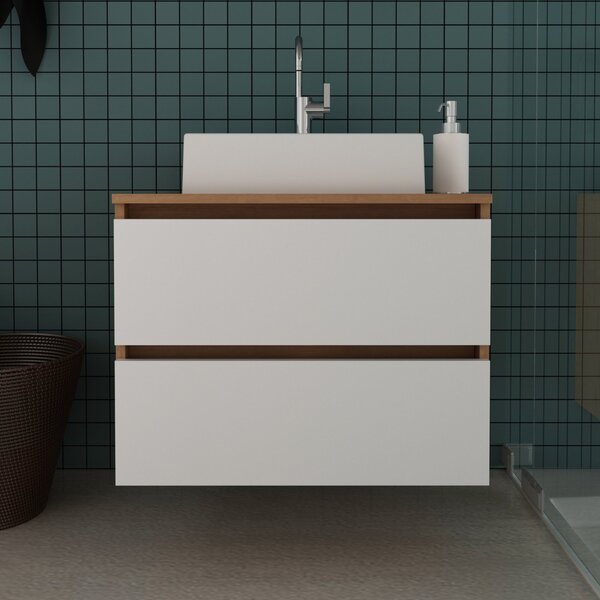 Gabinete Suspenso Para Banheiro 60cm 2 Gavetas Bn3607  Amendo