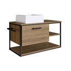 Gabinete Suspenso Para Banheiro 80cm Com Cuba  Preto/mel