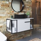 Gabinete Suspenso Para Banheiro 80cm P1019 Branco Com Cuba Be