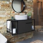 Gabinete Suspenso Para Banheiro 80cm P1019 Grafite Com Cuba B