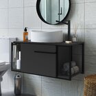 Gabinete Suspenso Para Banheiro 80cm P1019 Grafite Com Cuba B