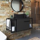 Gabinete Suspenso Para Banheiro 80cm P1019 Grafite Com Cuba B