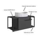 Gabinete Suspenso Para Banheiro 80cm P1019 Grafite Com Cuba B