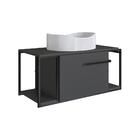 Gabinete Suspenso Para Banheiro 80cm P1019 Grafite Com Cuba B