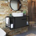 Gabinete Suspenso Para Banheiro 80cm P1019 Grafite Com Cuba B