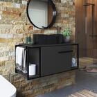 Gabinete Suspenso Para Banheiro 80cm P1019 Grafite Com Cuba B