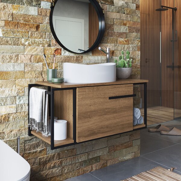 Gabinete Suspenso Para Banheiro 80cm P1019 Mel Com Cuba Berli