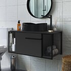 Gabinete Suspenso Para Banheiro 80cm Paricel 1 Porta  Preto/g