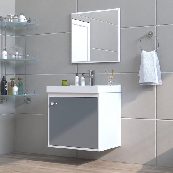 Gabinete Suspenso Para Banheiro Com Cuba 40cm Em Mdf Veneto G