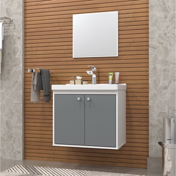 Gabinete Suspenso Para Banheiro Com Cuba 50cm Bergamo  Giandu