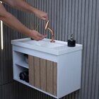 Gabinete Suspenso Para Banheiro Com Cuba 60cm Em Mdf Calabria