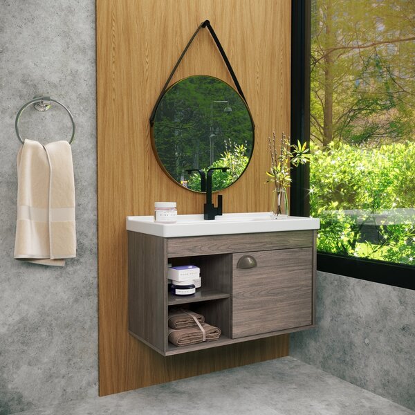 Gabinete Suspenso Para Banheiro Com Cuba 60cm Em Mdf Monza Mu