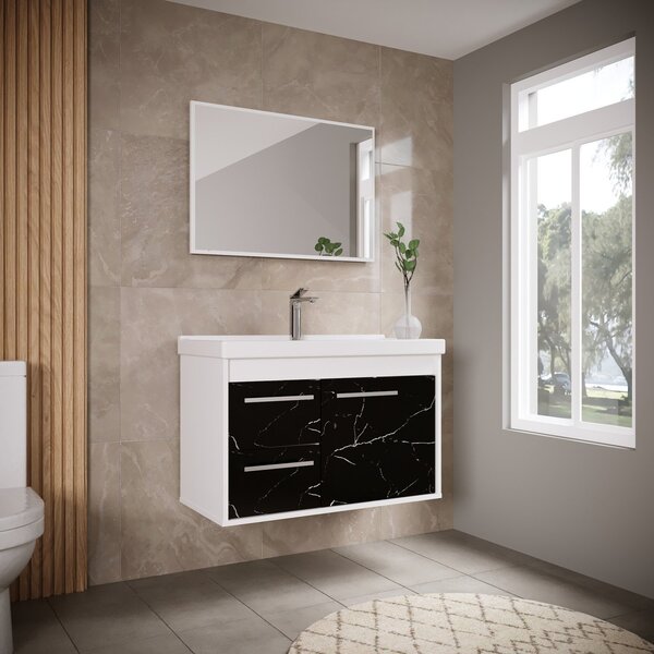 Gabinete Suspenso Para Banheiro Com Cuba 60cm Em Mdf Potenza