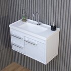 Gabinete Suspenso Para Banheiro Com Cuba 60cm Em Mdf Potenza