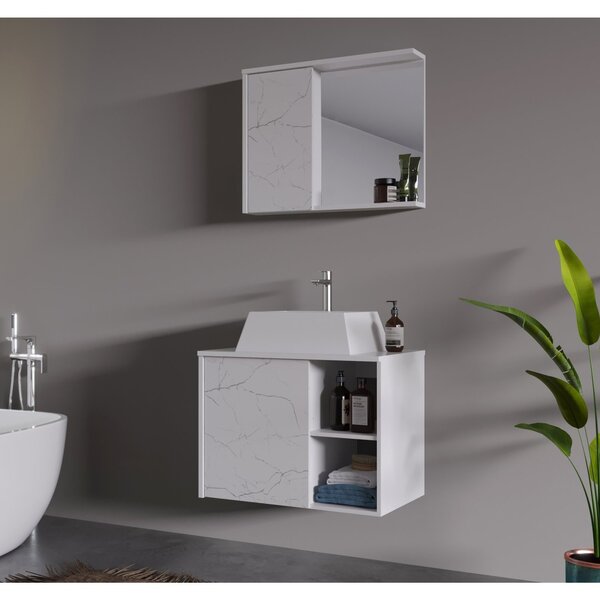 Gabinete Suspenso Para Banheiro Com Cuba 60cm Em Mdf Venice R