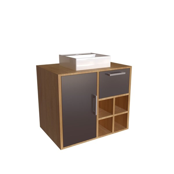 Gabinete Suspenso Para Banheiro Com Cuba Branca 68cm 1 Porta